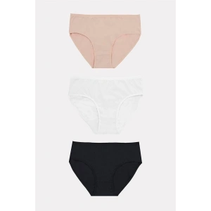 Arias Closet Büyük Beden Pamuklu Siyah Beyaz Ten Rengi 3lü Külot