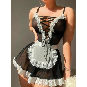 Arias Closet Tül Transparan Fantezi Hizmetçi Kostümü