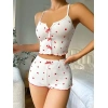 Arias Closet Beyaz Fiyonk Desenli Kalpli Askılı Şortlu Pijama Takım