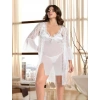 Arias Closet Beyaz Transparan Dantel İşlemeli Tül Yırtmaçlı 2li Gecelik Takımı