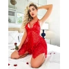 Arias Closet Kırmızı Kalp Desenli Fantezi Transparan Gecelik