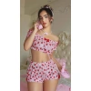 Arias Closet Pembe Çilek Desenli Şortlu Fantezi Sütyen Takımı