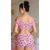 Arias Closet Pembe Çilek Desenli Şortlu Fantezi Sütyen Takımı