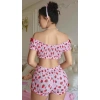 Arias Closet Pembe Çilek Desenli Şortlu Fantezi Sütyen Takımı
