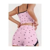 Arias Closet Pembe Kalp Desenli Askılı Şortlu Pijama Takım