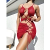 Arias Closet Şık Tasarım Kırmızı İp Bağlamalı Fantezi Gece Elbisesi