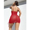 Arias Closet Şık Tasarım Kırmızı İp Bağlamalı Fantezi Gece Elbisesi