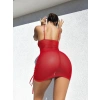 Arias Closet Şık Tasarım Kırmızı İp Bağlamalı Fantezi Gece Elbisesi