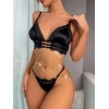 Arias Closet Siyah Zincir Detaylı Fantezi Sütyen Takımı