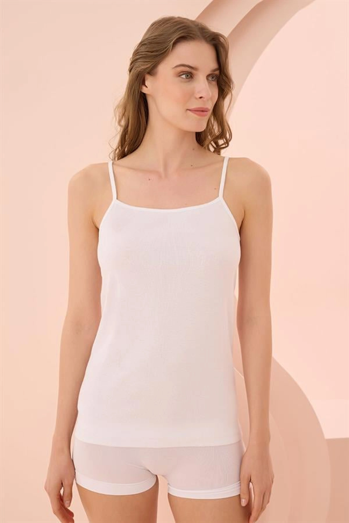 Arias Closet İp Askılı Beyaz Ribana Atlet