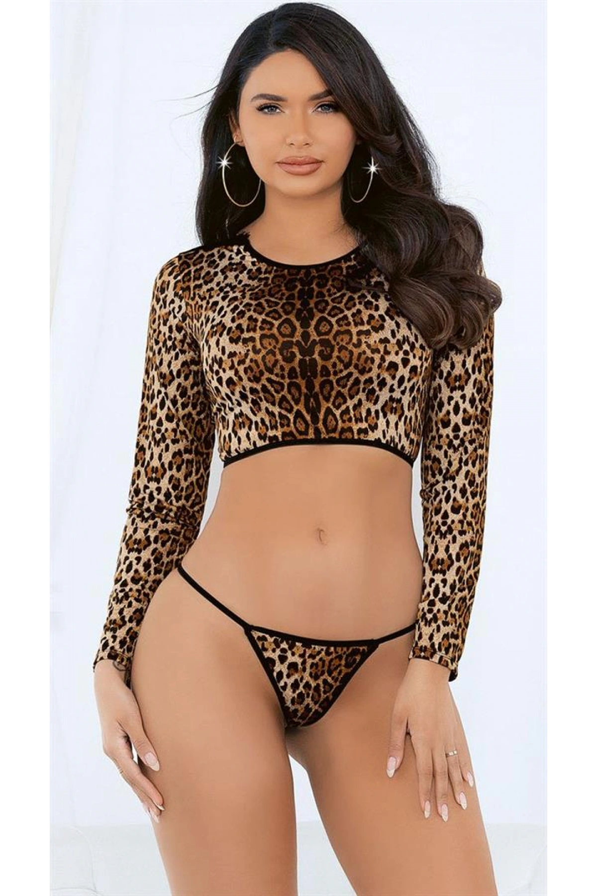 Arias Closet Özel Tasarım Leopar Desenli Bolerolu Fantezi String Takımı