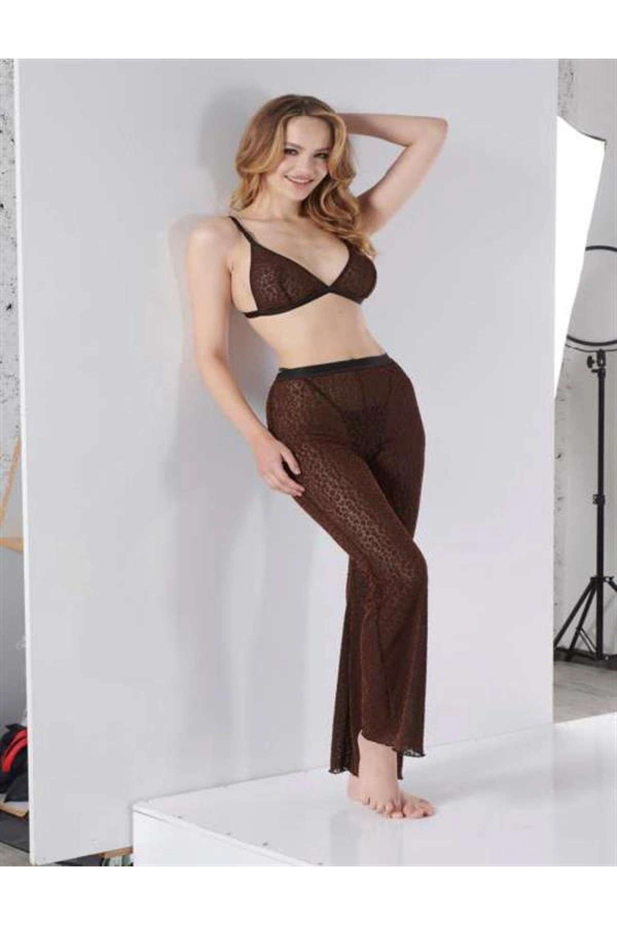Arias Closet Siyah Transparan Fantezi Sütyen Pijama Takımı