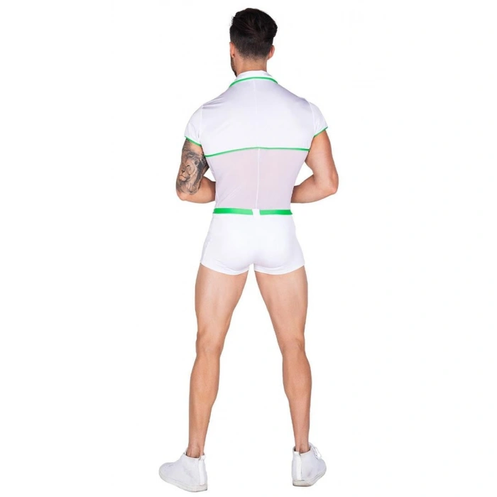 Arias Closet Beyaz Yeşil Şeritli Fantezi Erkek Kostüm