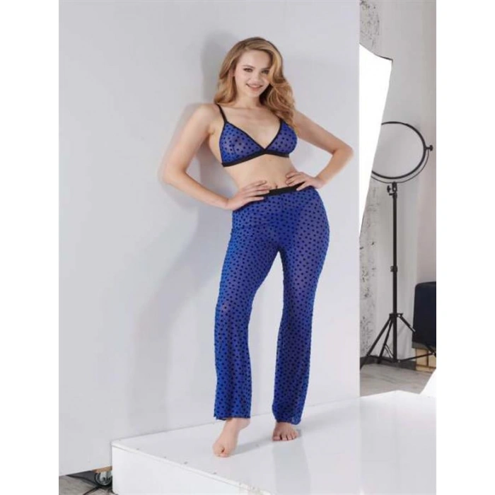 Arias Closet Mavi Transparan Fantezi Sütyen Pijama Takımı