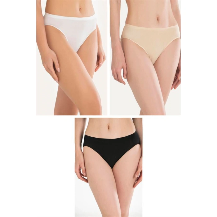 Arias Closet Pamuklu Siyah Beyaz Ten Rengi 3lü Külot