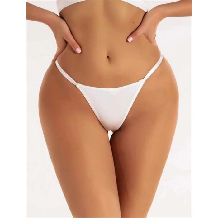 Arias Closet Zincir Kalp Detaylı Fantezi Beyaz String Tanga