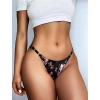 Arias Closet Sİyah Üstüne Çiçek Desenli Fantezi String Tanga