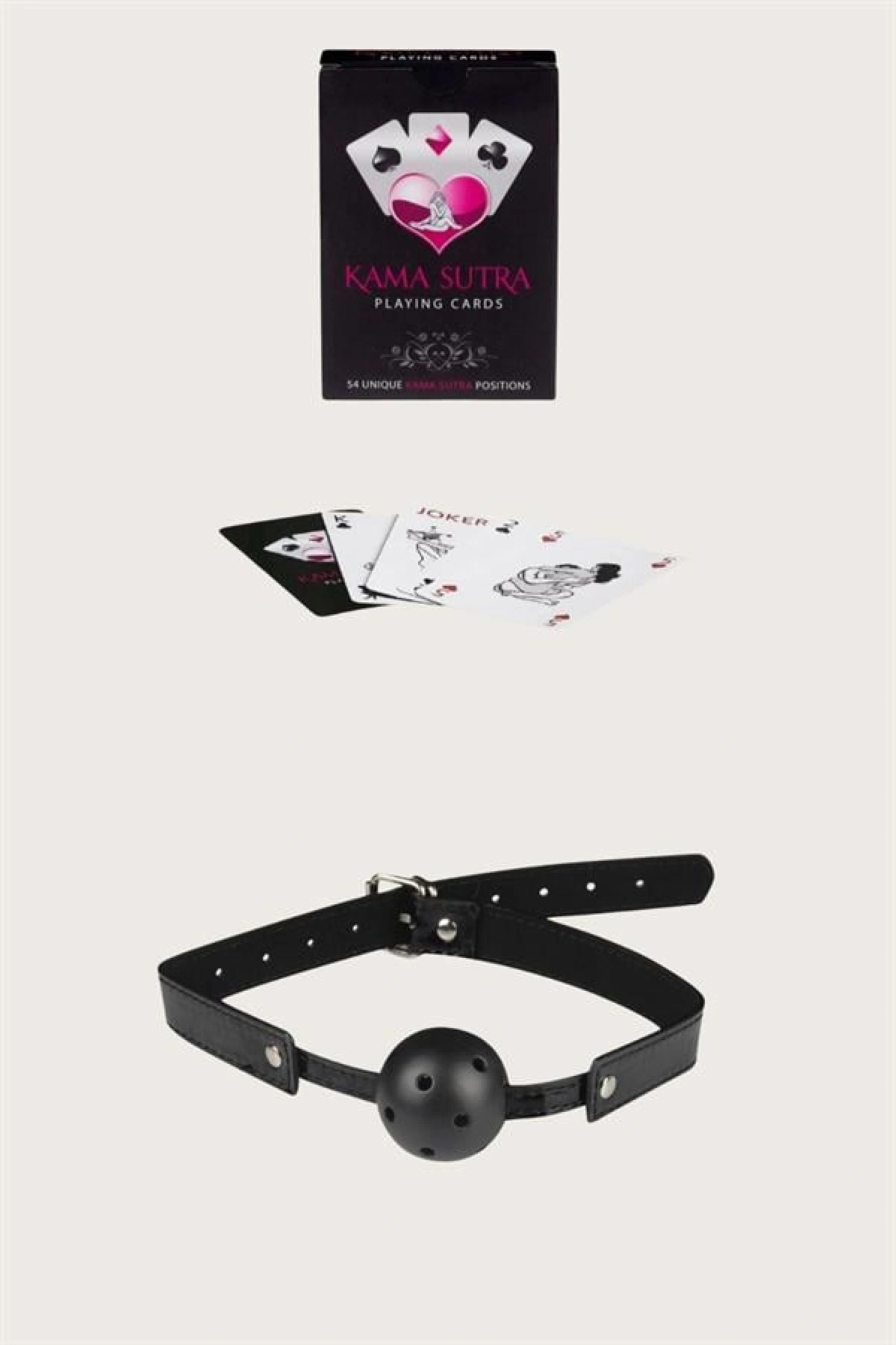 Arias Closet Sexy Görselli Oyun Kartı Kama Sutra Siyah Ağız Topu Set