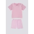 KIZ BEBEK 2 Lİ KISA KOL T-SHIRT TAKIM - AÇIK PEMBE