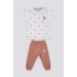 KIZ BEBEK 2 Lİ KISA KOL T-SHIRT TAKIM - KREM