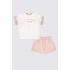 KIZ BEBEK 2 LI KISA KOL T-SHIRT TAKIM - KREM