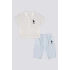ERKEK BEBEK 2 LI KISA KOL T-SHIRT TAKIM - KREM MAVİ