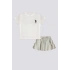 KIZ BEBEK 2 LI KISA KOL T-SHIRT TAKIM - KREM
