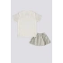 KIZ BEBEK 2 LI KISA KOL T-SHIRT TAKIM - KREM