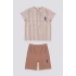 ERKEK BEBEK 2 Lİ KISA KOL T-SHIRT TAKIM - BEJ ÇİZGİLİ