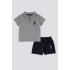 ERKEK BEBEK 2 LI KISA KOL T-SHIRT TAKIM - GRİ MELANJ