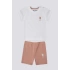 ERKEK BEBEK 2 Lİ KISA KOL T-SHIRT TAKIM - VİZON