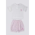 KIZ BEBEK 2 Lİ KIS KOL T-SHIRT TAKIM - KREM