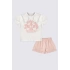 KIZ BEBEK 2 LI KISA KOL T-SHIRT TAKIM - KREM