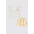 KIZ BEBEK 2 LI KISA KOL T-SHIRT TAKIM - KREM