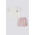 KIZ BEBEK 2 LI KISA KOL T-SHIRT TAKIM - KREM