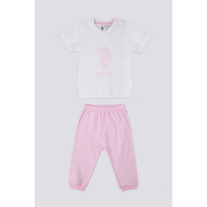 KIZ BEBEK 2 Lİ KISA KOL T-SHIRT TAKIM - KREM