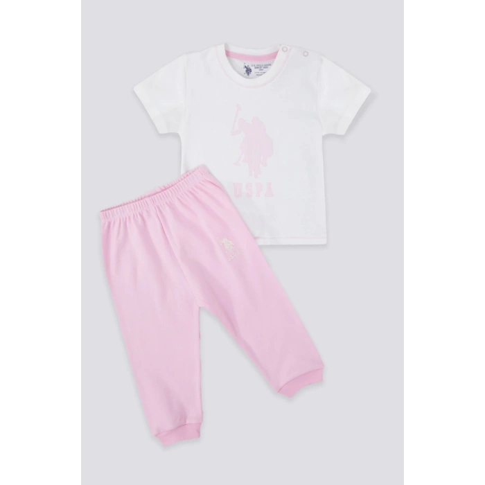 KIZ BEBEK 2 Lİ KISA KOL T-SHIRT TAKIM - KREM