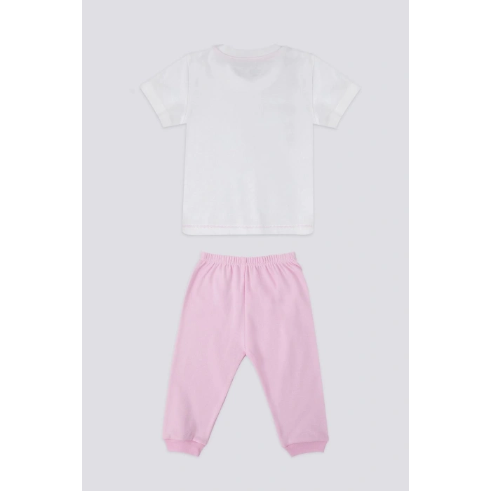 KIZ BEBEK 2 Lİ KISA KOL T-SHIRT TAKIM - KREM