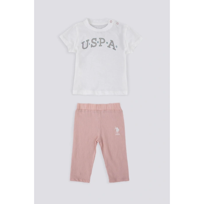 KIZ BEBEK KISA KOL T-SHIRT 2 Lİ TAKIM - KREM