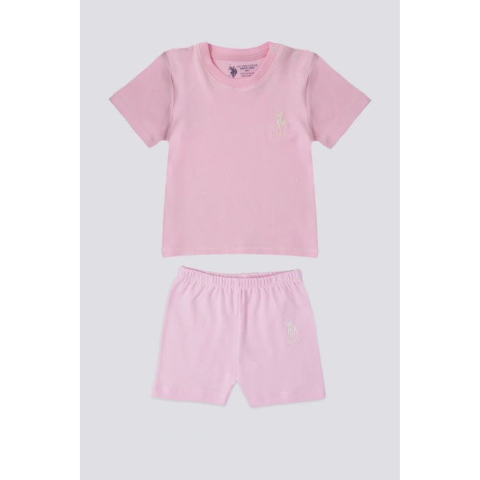 KIZ BEBEK 2 Lİ KISA KOL T-SHIRT TAKIM - AÇIK PEMBE