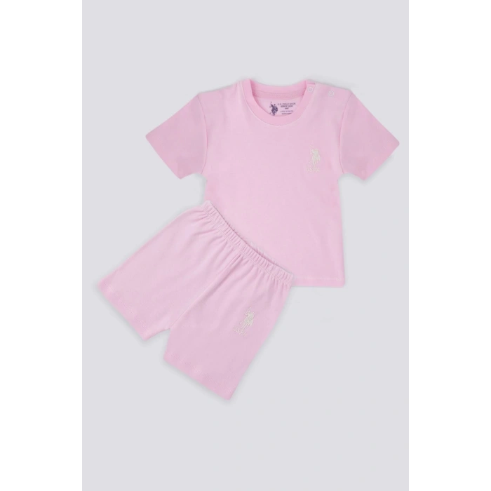 KIZ BEBEK 2 Lİ KISA KOL T-SHIRT TAKIM - AÇIK PEMBE
