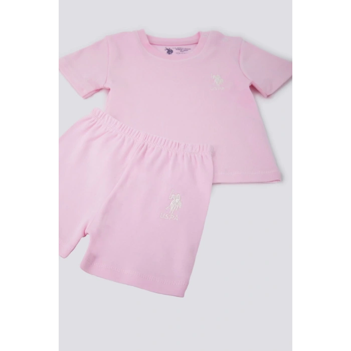 KIZ BEBEK 2 Lİ KISA KOL T-SHIRT TAKIM - AÇIK PEMBE