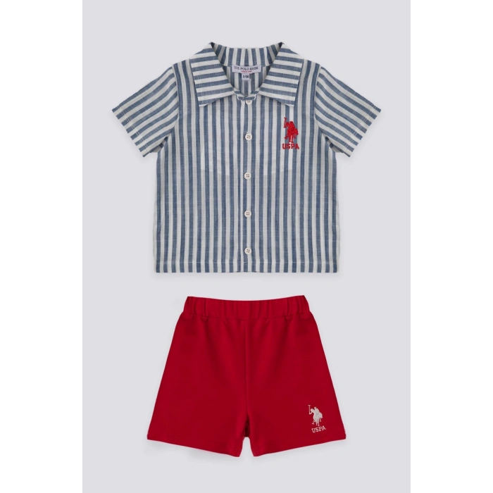 ERKEK BEBEK 2 Lİ KISA KOL T-SHIRT TAKIM - MAVİ ÇİZGİLİ STOK KUMAŞ