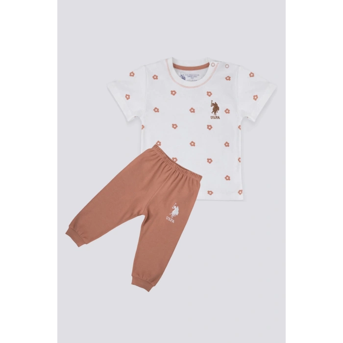 KIZ BEBEK 2 Lİ KISA KOL T-SHIRT TAKIM - KREM