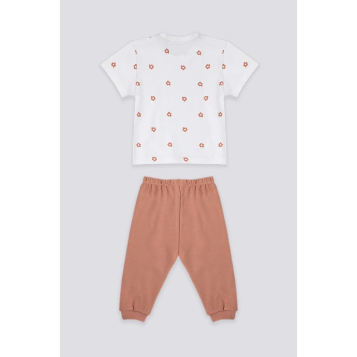 KIZ BEBEK 2 Lİ KISA KOL T-SHIRT TAKIM - KREM