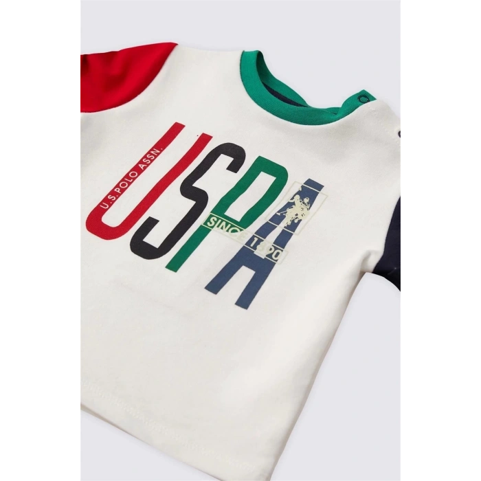 ERKEK BEBEK 2 LI KISA KOL T-SHIRT TAKIM - KREM