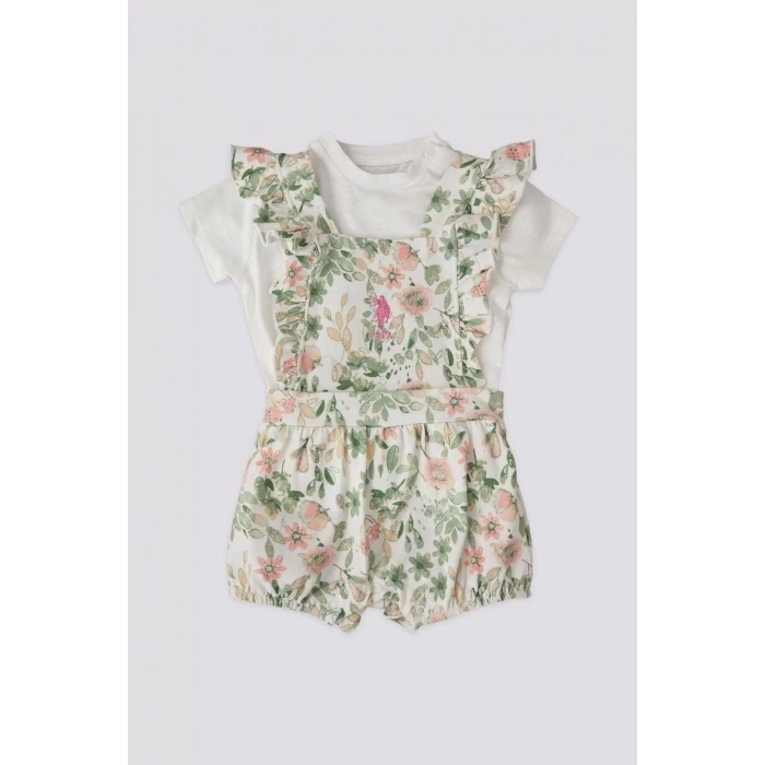 KIZ BEBEK KISA KOL T-SHIRT İKİLİ TAKIM - KREM