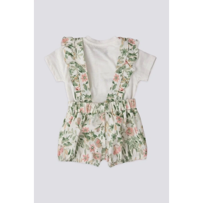 KIZ BEBEK KISA KOL T-SHIRT İKİLİ TAKIM - KREM