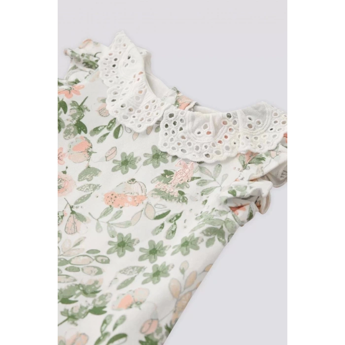 KIZ BEBEK 2 LI KISA KOL T-SHIRT TAKIM - KREM