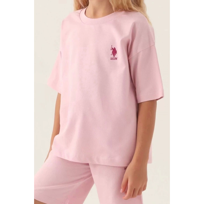 KIZ GARSON BERMUDA TAKIM - TOZ PEMBE